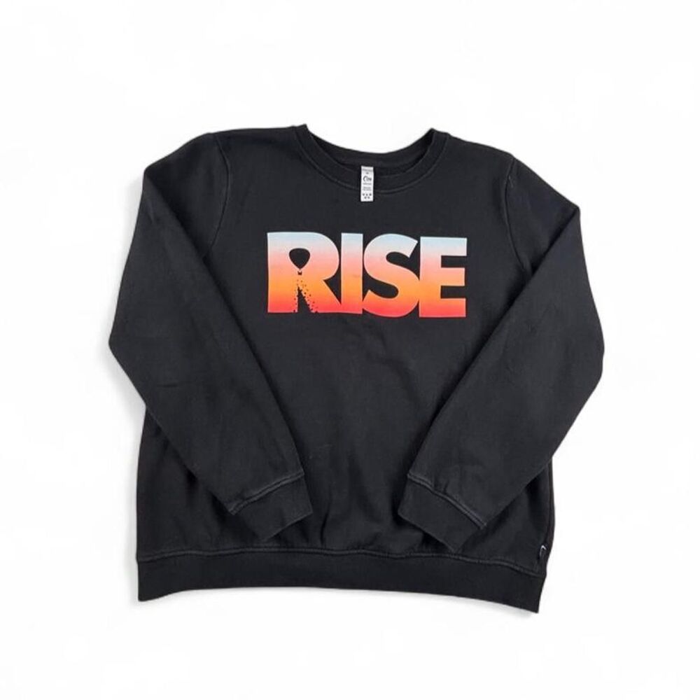 Zyia Rise Black Graphic Crewneck Sweatshirt Women's XL Activewear
